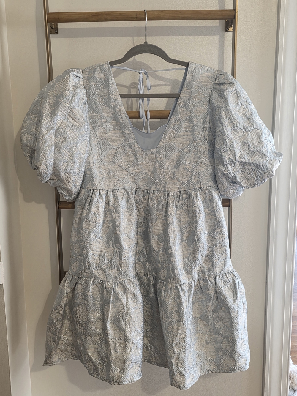Endless Rose NWT Light Blue Puff-Sleeve Tiered Dress